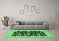 Machine Washable Oriental Emerald Green Traditional Rug, wshtr1794emgrn