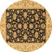 Round Oriental Brown Traditional Rug, tr1794brn