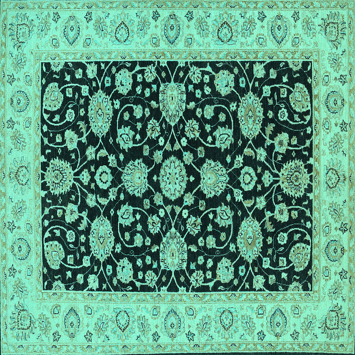 Square Oriental Turquoise Traditional Rug, tr1794turq