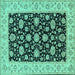 Square Oriental Turquoise Traditional Rug, tr1794turq