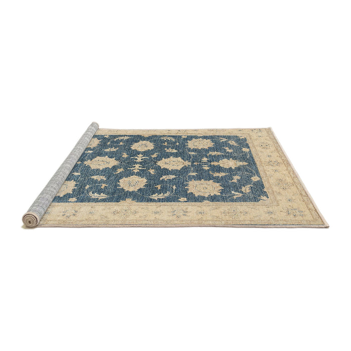 Sideview of Machine Washable Traditional Grayish Turquoise Green Rug, wshtr1795