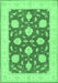 Machine Washable Oriental Emerald Green Traditional Area Rugs, wshtr1795emgrn