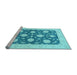 Sideview of Machine Washable Oriental Light Blue Traditional Rug, wshtr1795lblu