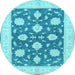 Round Oriental Light Blue Traditional Rug, tr1795lblu