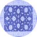 Round Oriental Blue Traditional Rug, tr1795blu