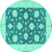 Round Oriental Turquoise Traditional Rug, tr1795turq