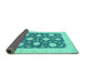 Sideview of Oriental Turquoise Traditional Rug, tr1795turq