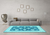 Machine Washable Oriental Light Blue Traditional Rug, wshtr1795lblu