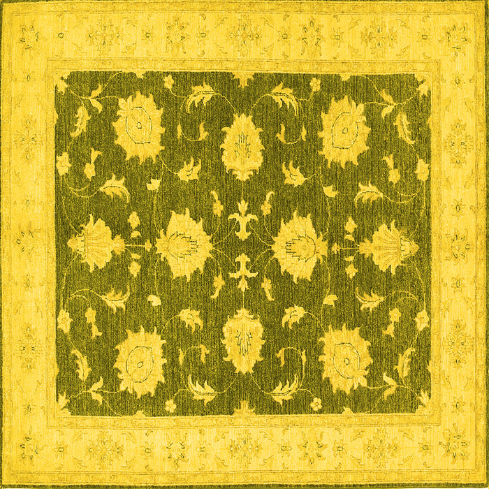 Square Machine Washable Oriental Yellow Traditional Rug, wshtr1795yw