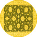 Round Machine Washable Oriental Yellow Traditional Rug, wshtr1795yw