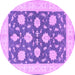 Round Oriental Purple Traditional Rug, tr1795pur