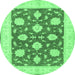 Round Oriental Emerald Green Traditional Rug, tr1795emgrn