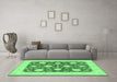 Machine Washable Oriental Emerald Green Traditional Area Rugs in a Living Room,, wshtr1795emgrn