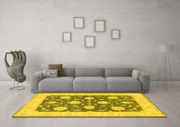 Machine Washable Oriental Yellow Traditional Rug, wshtr1795yw