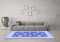 Machine Washable Oriental Blue Traditional Rug, wshtr1795blu