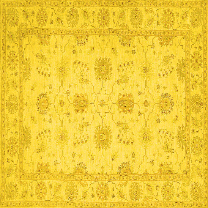 Square Machine Washable Oriental Yellow Traditional Rug, wshtr1796yw