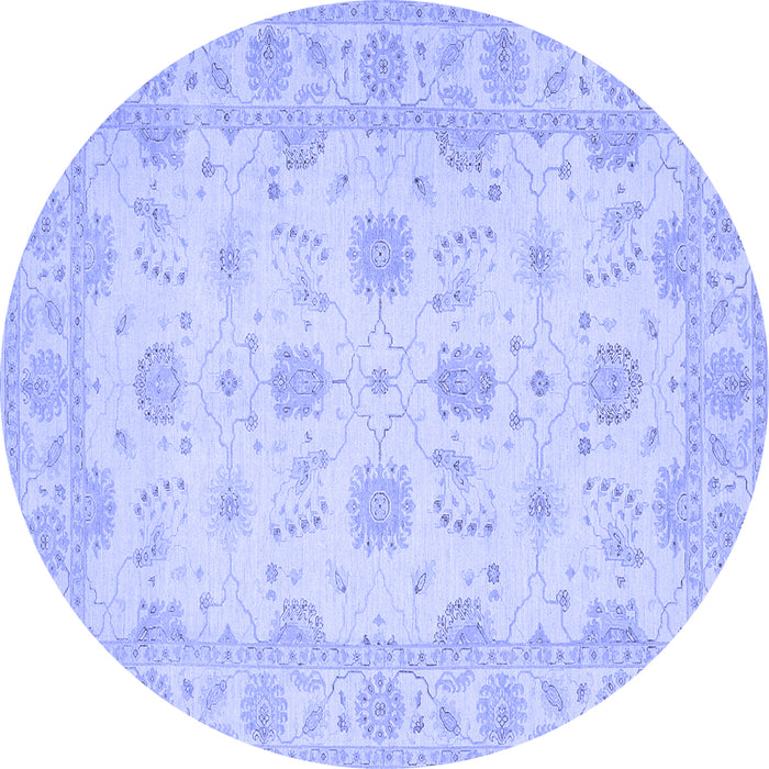 Round Oriental Blue Traditional Rug, tr1796blu