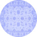 Round Oriental Blue Traditional Rug, tr1796blu