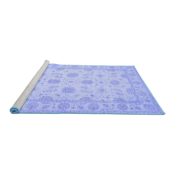 Sideview of Machine Washable Oriental Blue Traditional Rug, wshtr1796blu