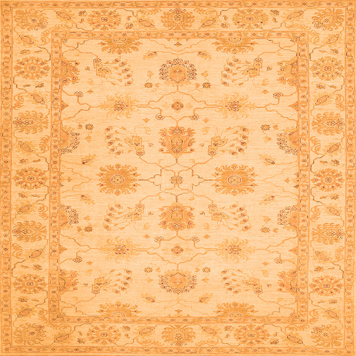 Round Machine Washable Oriental Orange Traditional Area Rugs, wshtr1796org