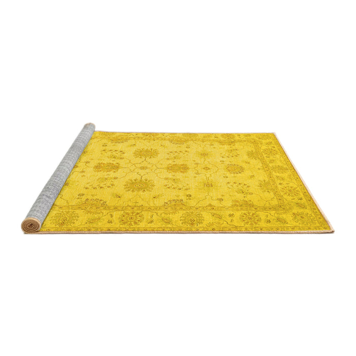 Sideview of Machine Washable Oriental Yellow Traditional Rug, wshtr1796yw