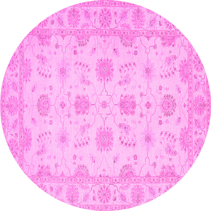 Round Oriental Pink Traditional Rug, tr1796pnk
