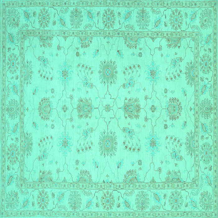 Square Machine Washable Oriental Turquoise Traditional Area Rugs, wshtr1796turq