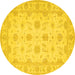 Round Oriental Yellow Traditional Rug, tr1796yw