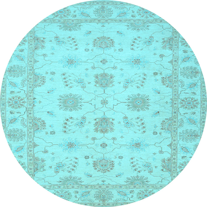 Round Oriental Light Blue Traditional Rug, tr1796lblu