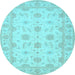 Round Oriental Light Blue Traditional Rug, tr1796lblu