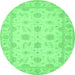 Round Oriental Emerald Green Traditional Rug, tr1796emgrn