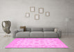 Machine Washable Oriental Pink Traditional Rug in a Living Room, wshtr1796pnk