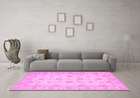 Machine Washable Oriental Pink Traditional Rug, wshtr1796pnk