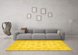 Machine Washable Oriental Yellow Traditional Rug in a Living Room, wshtr1796yw