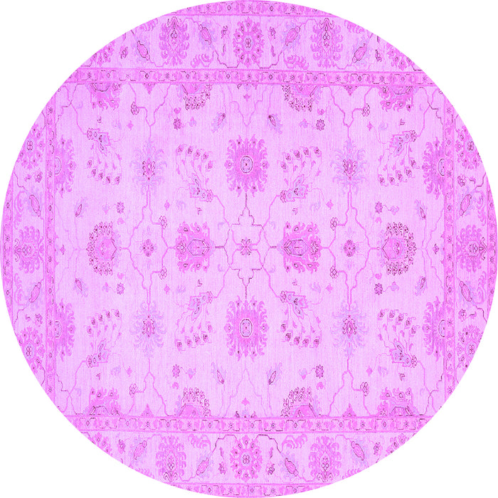 Round Oriental Purple Traditional Rug, tr1796pur