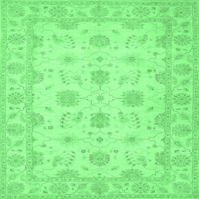 Square Machine Washable Oriental Emerald Green Traditional Area Rugs, wshtr1796emgrn