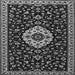 Round Machine Washable Medallion Gray Traditional Rug, wshtr1797gry