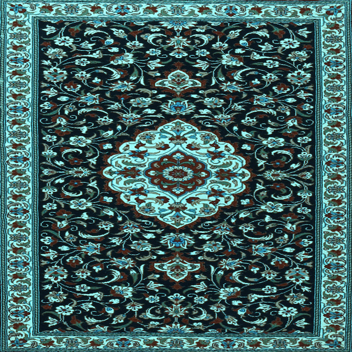 Square Medallion Light Blue Traditional Rug, tr1797lblu
