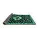 Sideview of Medallion Turquoise Traditional Rug, tr1797turq