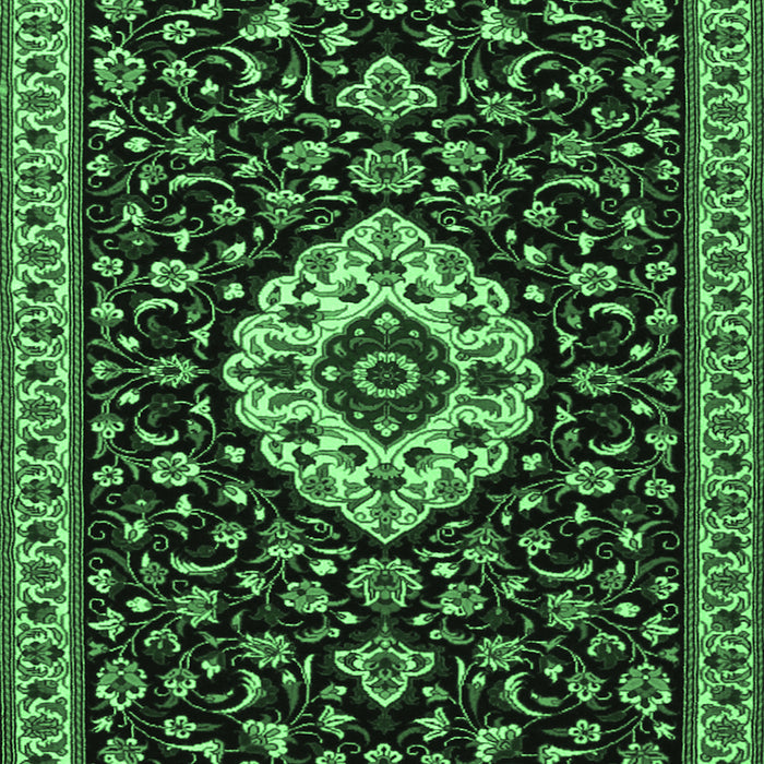 Machine Washable Medallion Emerald Green Traditional Area Rugs, wshtr1797emgrn