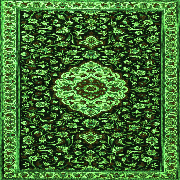 Serging Thickness of Medallion Green Traditional Rug, tr1797grn