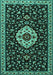 Machine Washable Medallion Turquoise Traditional Area Rugs, wshtr1797turq