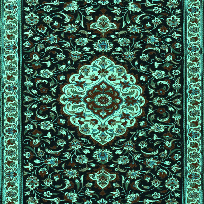 Machine Washable Medallion Turquoise Traditional Area Rugs, wshtr1797turq