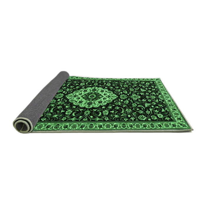 Sideview of Medallion Emerald Green Traditional Rug, tr1797emgrn