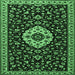 Square Medallion Emerald Green Traditional Rug, tr1797emgrn