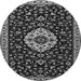 Machine Washable Medallion Gray Traditional Rug, wshtr1797gry