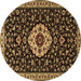 Round Machine Washable Medallion Brown Traditional Rug, wshtr1797brn