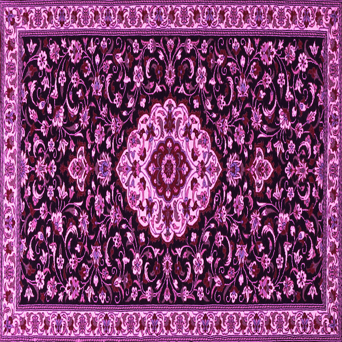 Square Machine Washable Medallion Pink Traditional Rug, wshtr1797pnk