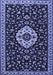 Machine Washable Medallion Blue Traditional Rug, wshtr1797blu