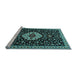 Sideview of Machine Washable Medallion Light Blue Traditional Rug, wshtr1797lblu